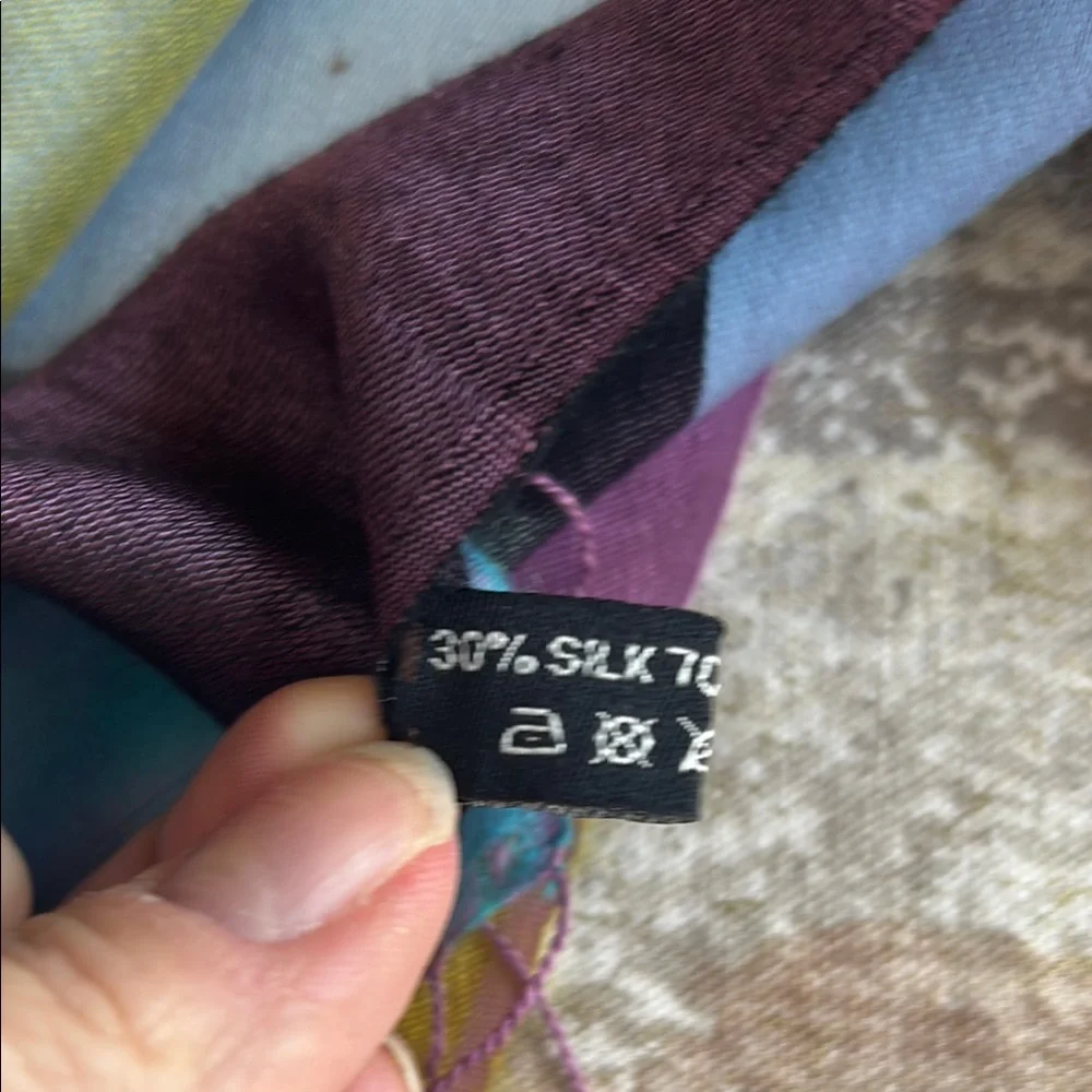 Vibrant Multicolor Plaid Women's Scarf / Sarong- Pink, Purple, Orange & Green - Picture 3 of 3